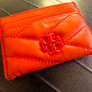 Orange Tory Burch card wallet